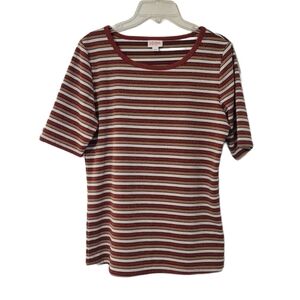 NWT  LulaRoe  Women's Size L Gigi  Striped Sparkle Short Sleeve Top Multicolor
